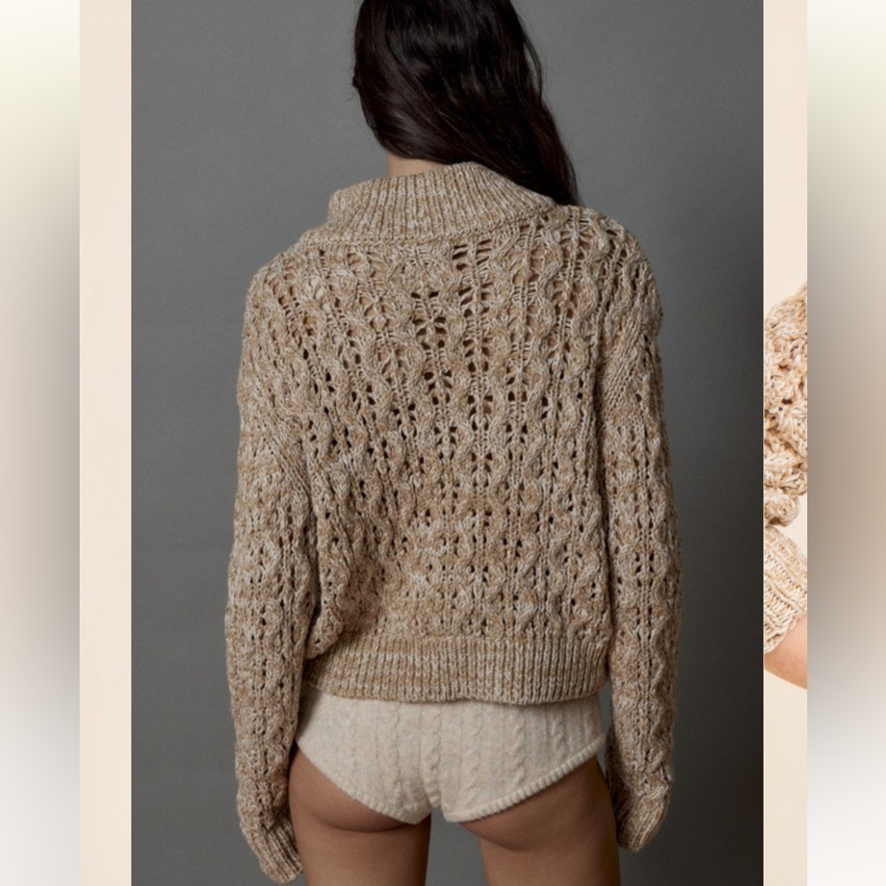 BDG Urban Outfitters Killian Quarter-Zip Pointelle Sweater NWOT - Picture 8 of 12